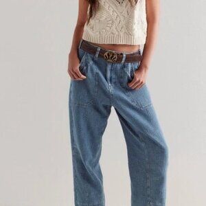 Free People We The Free Midnight Voyage Harem Jeans Pants Baggy Light Wash Large